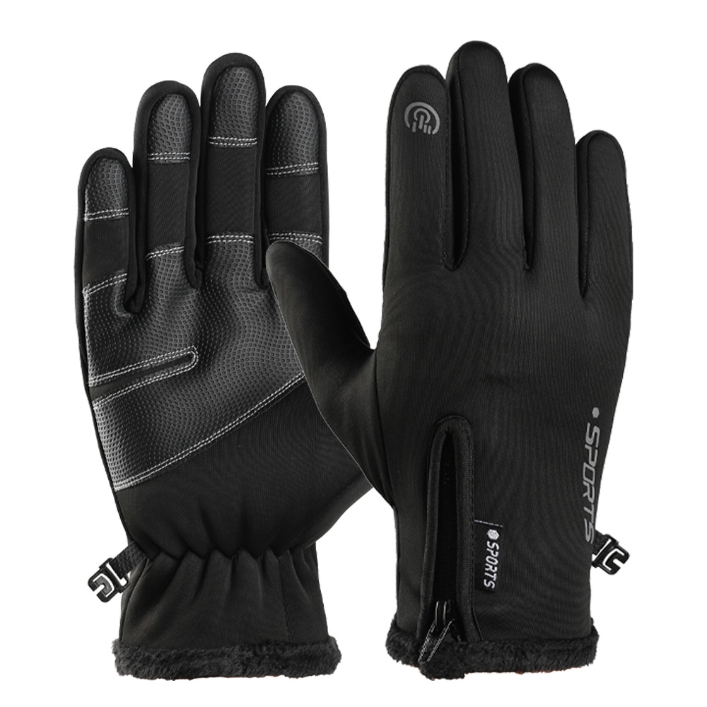 Guantes cálidos para ciclismo para hombres y mujeres, impermeables y con forro de terciopelo, para deportes al aire libre, esquí, guantes de invierno antideslizantes con pantalla táctil