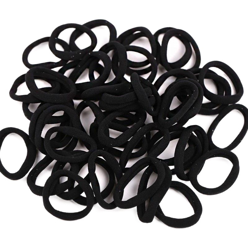 Adult Hair Rope Women's Hair Band High Elastic and Durable Black Seamless Hair Rope Ponytail Simple Leather Cover