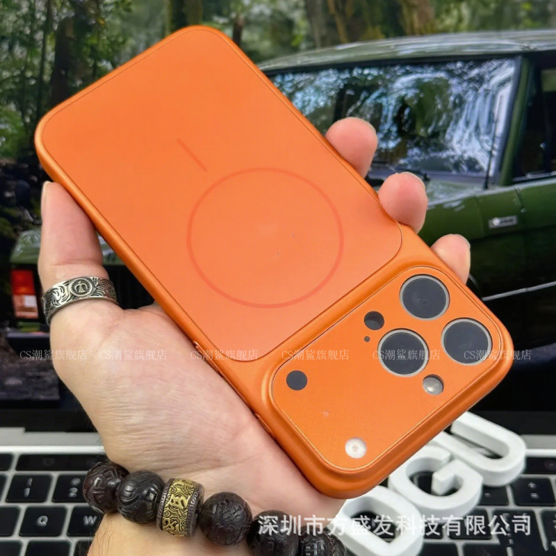 适用苹果17promax手机壳大视窗磨砂玻璃磁吸细圈iPhone16保护套薄|undefined