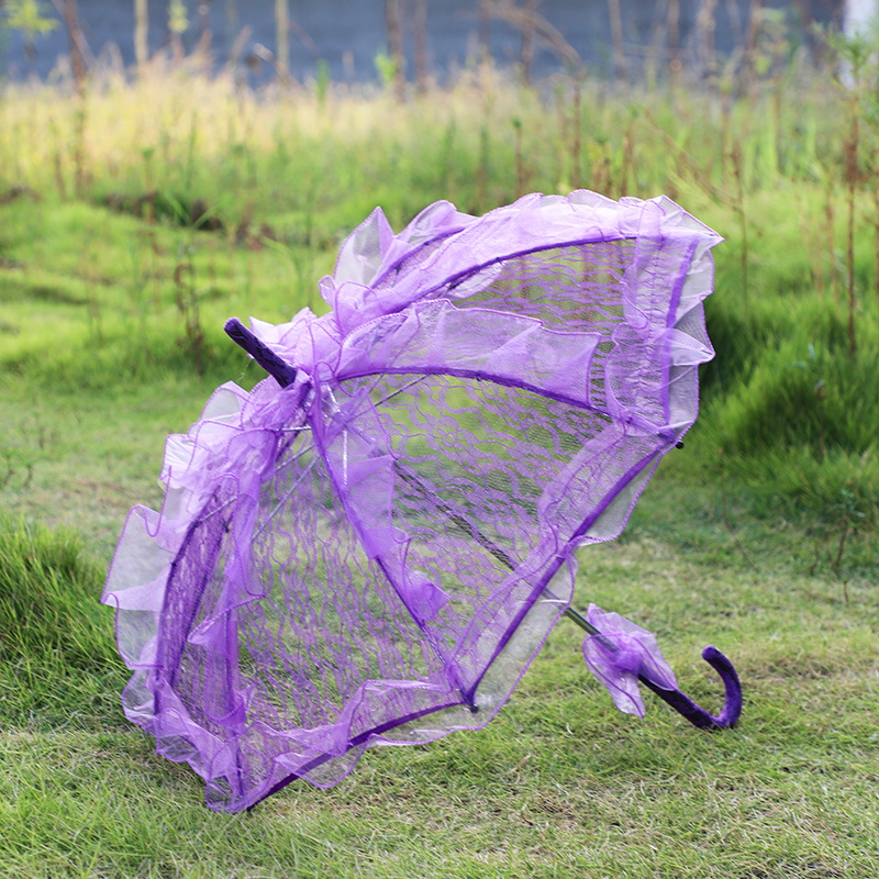 Actuación de baile Accesorios de boda Paraguas de encaje Paraguas de boda de estilo europeo Paraguas de boda de novia Paraguas de decoración de boda al aire libre Paraguas artesanal