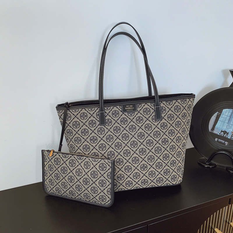 Elegant Tb Women's Tote Bag for Shopping, Autumn/Winter Handheld Mommy Bag, Versatile Printed Shoulder Bag