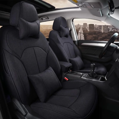 Modelə uyğun (Original) oturacaq örtükləri Lingpai, Fengfan, Fit, Civic, and - mysterious-black-deluxe-edition-five-seater-linen-full-coverage-for-front-and-back-rows