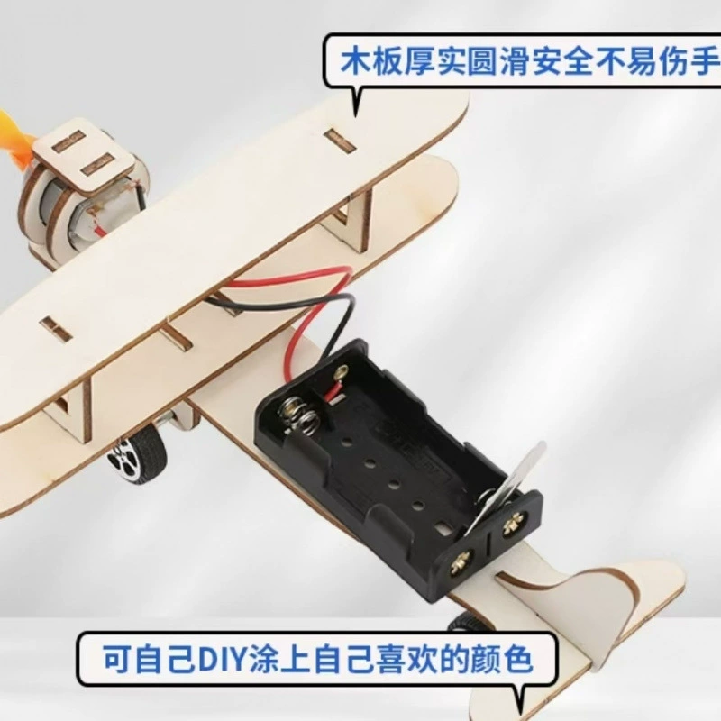 Wooden airplane for experiments, DIY, science, mini experiment, training
