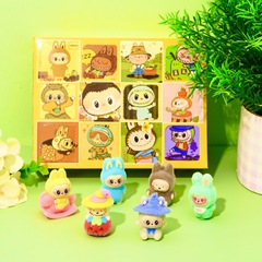 植绒12入la布布洞洞乐立体植绒拉bubu童年摆地摊玩偶12洞盲盒娃娃