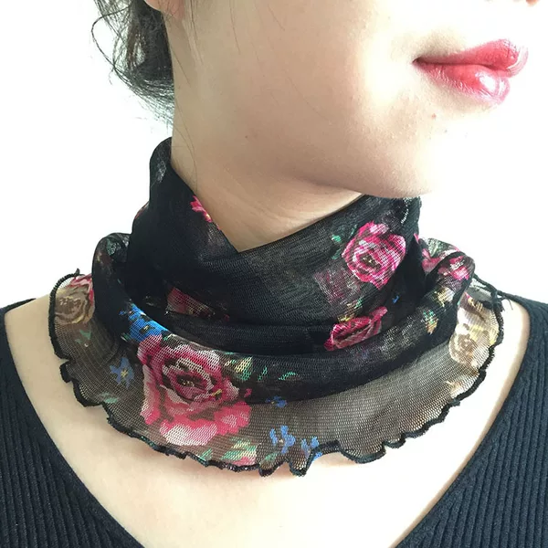Mesh silk scarf pullover natural mulberry silk false collar scarf spring summer autumn sun protection square dance match