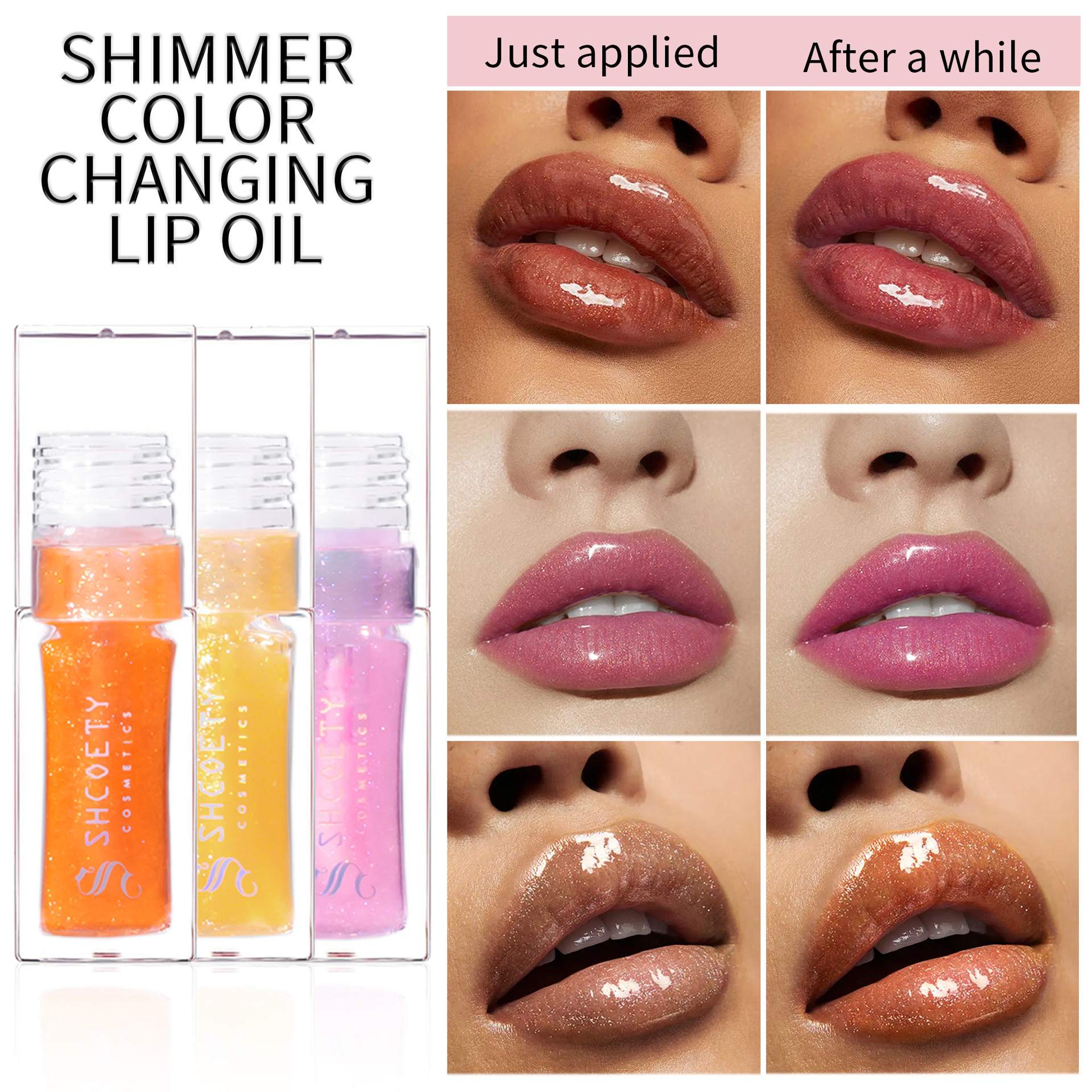 SHCOETY Cross-border Thermochromic Lip Oil Moisturizes and hydrates, easy to color, pearlescent fine shimmering color-changing lip gloss, and dudu Lip gloss undefined