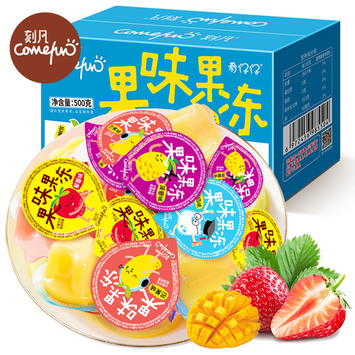 A box of 500g Guifei fruit-flavored jelly, juice fruit-flavored jelly, suitable for office, leisure, cravings, children's snacks, pudding.