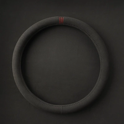 round car handle cover | Steering wheel cover - simple-round-red-label-38cm