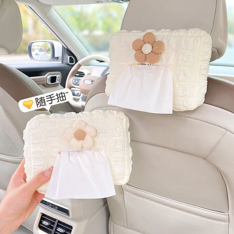 車載紙巾盒汽車抽紙盒扶手箱遮陽板座椅掛式可愛簡約高級感紙袋女