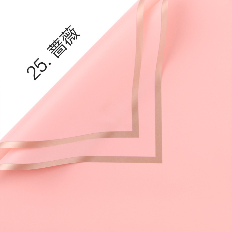 Borde dorado película de gelatina impermeable papel mate flor papel de embalaje ramo floral Día DE LA Madre material de papel de embalaje al por mayor