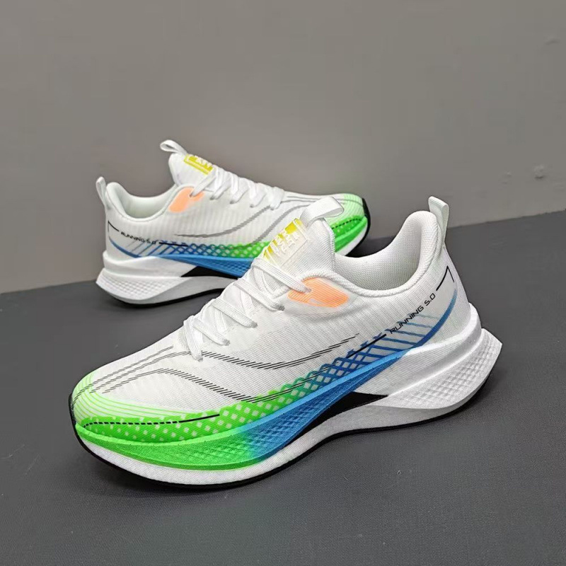 Trendy sports shoes, popcorn style, unisex running shoes, shock-absorbing, breathable, responsive, full-length cushioning racing shoes.