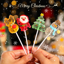 圣诞节糖果硬糖棒棒糖可爱圣诞老人透明糖礼盒零食送礼卡通糖礼物