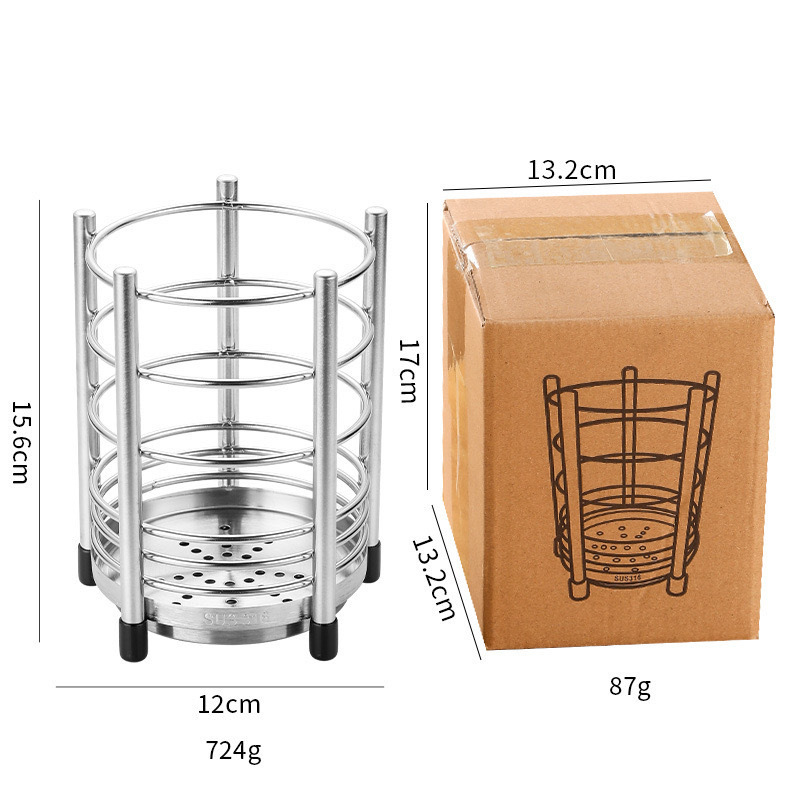 Nuevo producto de acero inoxidable palillos grueso caja de almacenamiento de cocina palillos jaula de cubierta jaula drenable palillos domésticos Lou