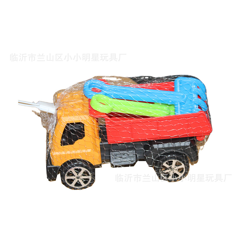 Children's Beach Toy Car Set with Net Bag, Construction Vehicle, Sand Digging Shovel, Sliding Wheelbarrow, Beach Cart, Export Toys