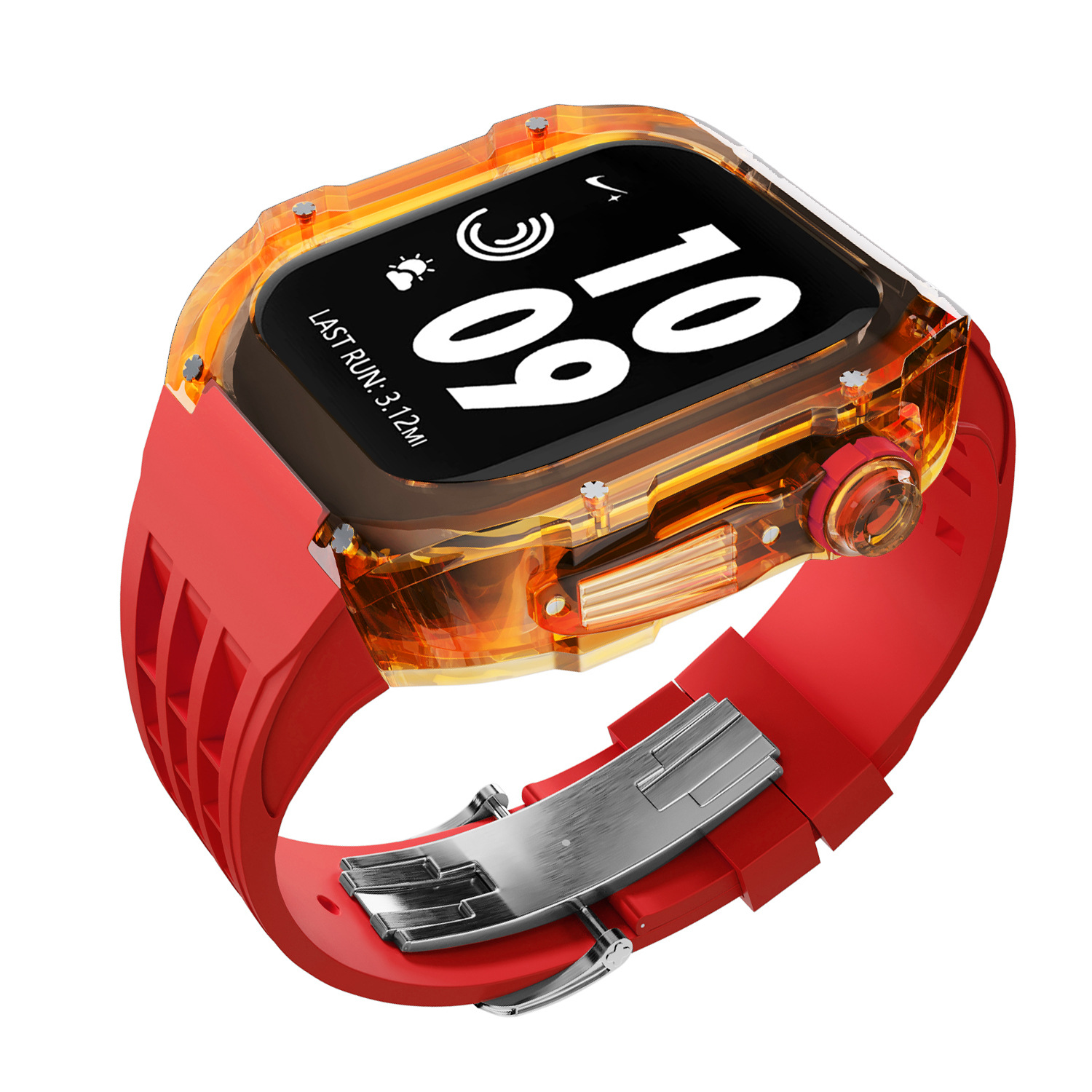 Cristal transparente caja de reloj para Apple Watch modificado reloj caso iWatch8 funda protectora de caucho de flúor Correa 44/45