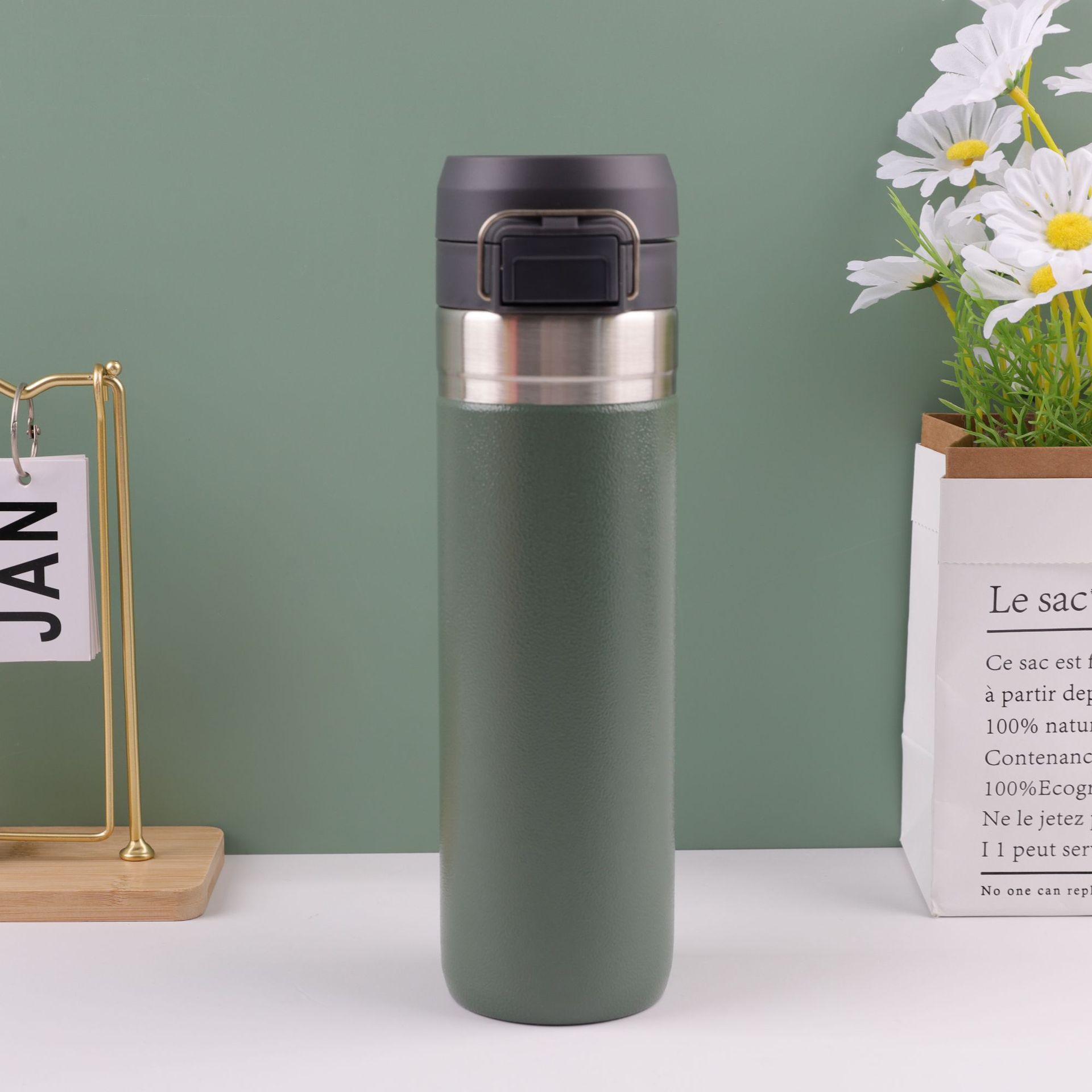 Nuevo termo de rebote de acero inoxidable 304 transfronterizo, botella de agua deportiva portátil, taza de agua doméstica simple al por mayor