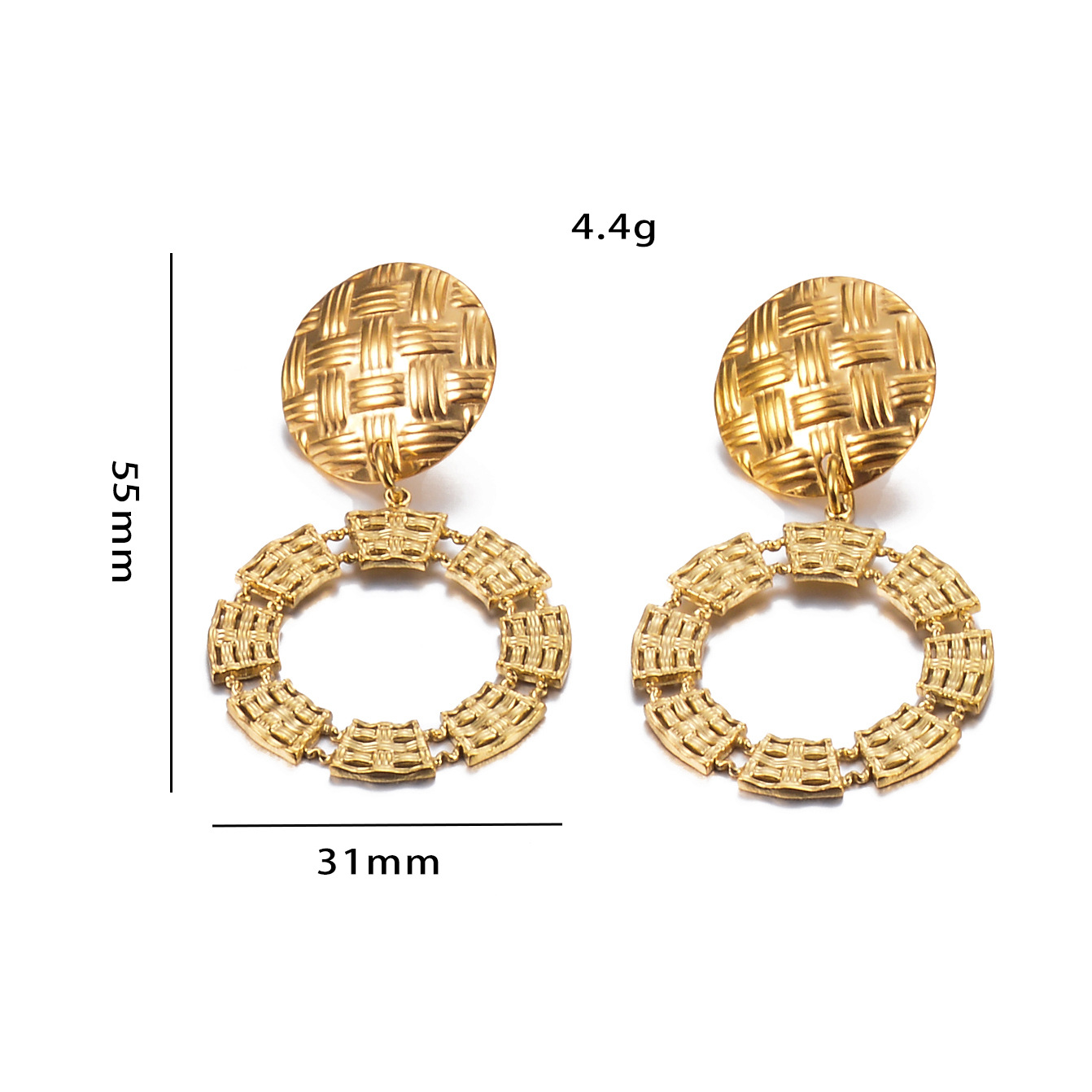 1 Pair Retro Round Plating Stainless Steel Drop Earrings display picture 2