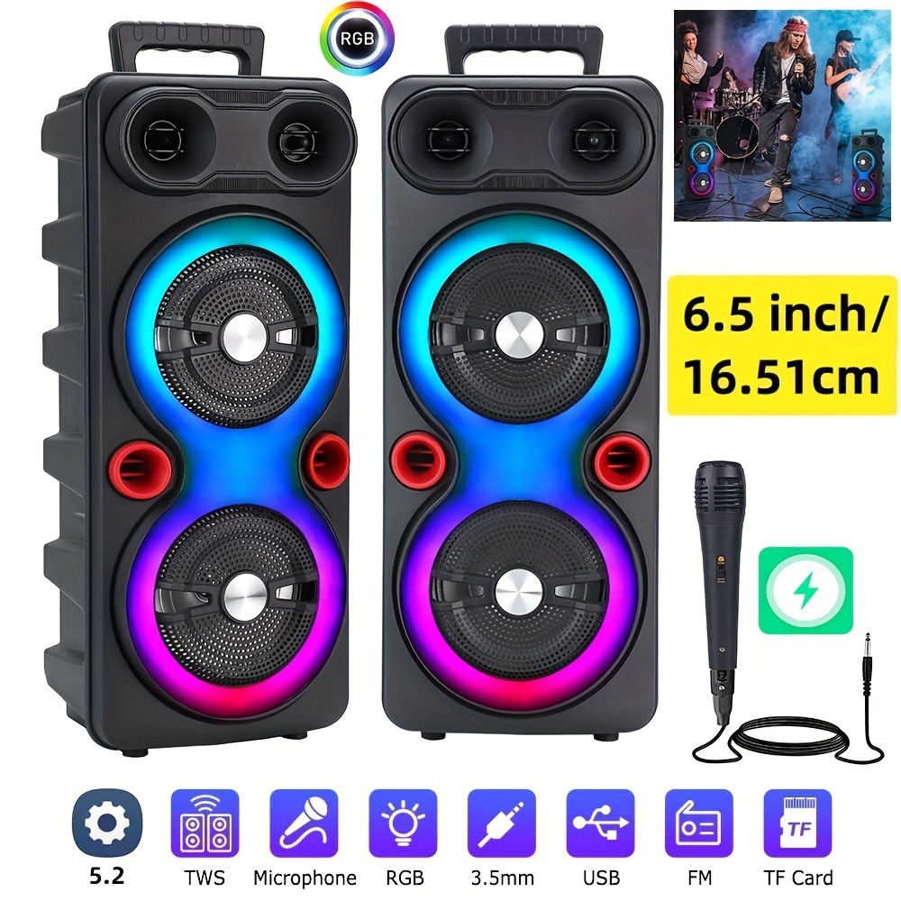 6000W Portable Party Speaker con Dual 8.5 Subwoofers rgb
