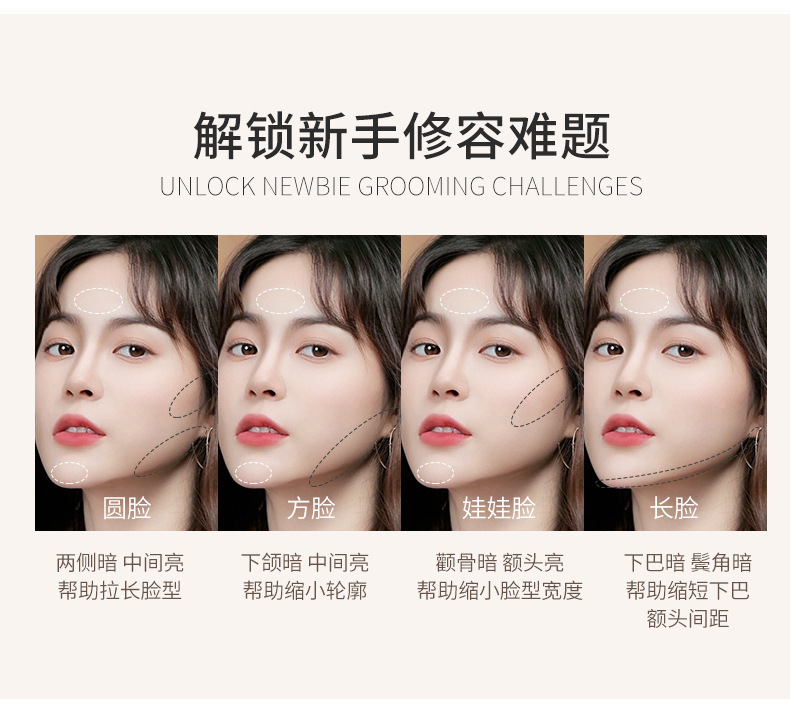 NOVO Multi-effect Three-color Facial contouring Tray for three-dimensional brightening of the face, highlighting the under-eye contour, side profile and nose profile, and all-in-one contouring tray undefined