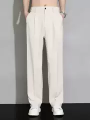 Ice Silk Men's Summer 2025 New Wide-Leg Straight Loose Casual Long Pants with Drape Business Suit Trousers