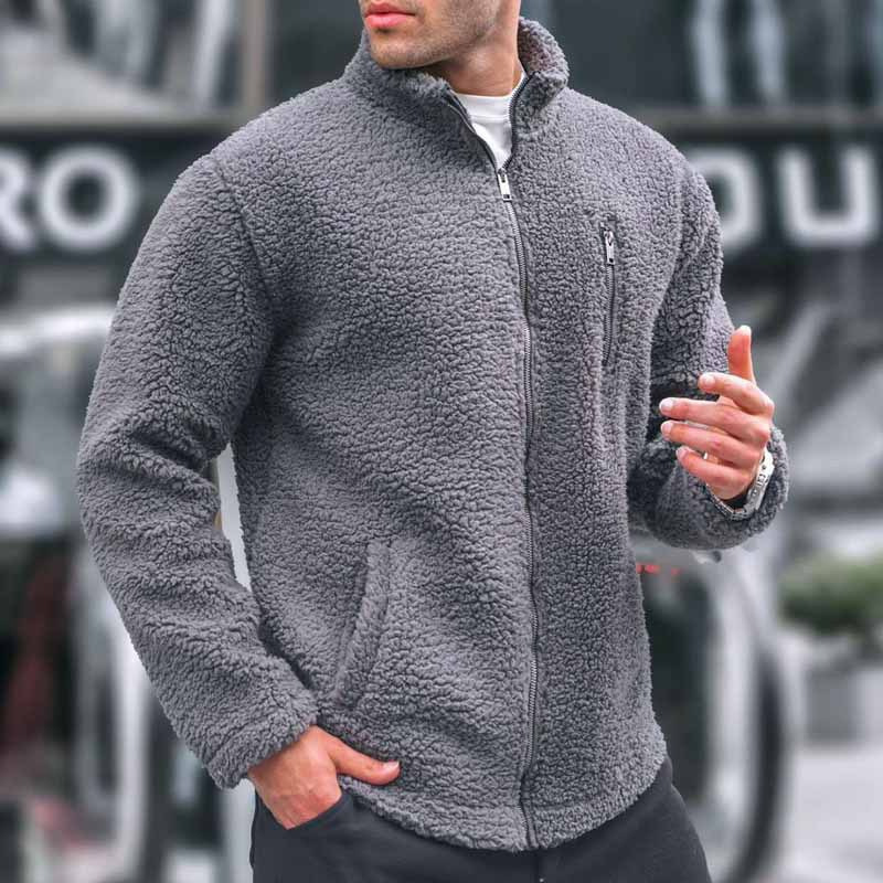 2025 Cross-Border European and American New Fashion Stand-Up Collar Fleece Jacket Casual Loose Warm Sweatshirt Jacket for Men 2025 Cross-Border European and American New Fashion Stand-Up Collar Fleece Jacket Casual Loose Warm Sweatshirt Jacket for Men