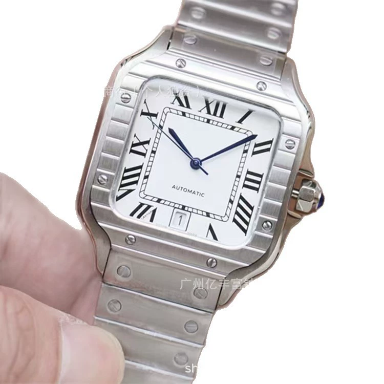 Mechanical waterproof automatic high-end mechanical watch, square calendar, tank, for beloved