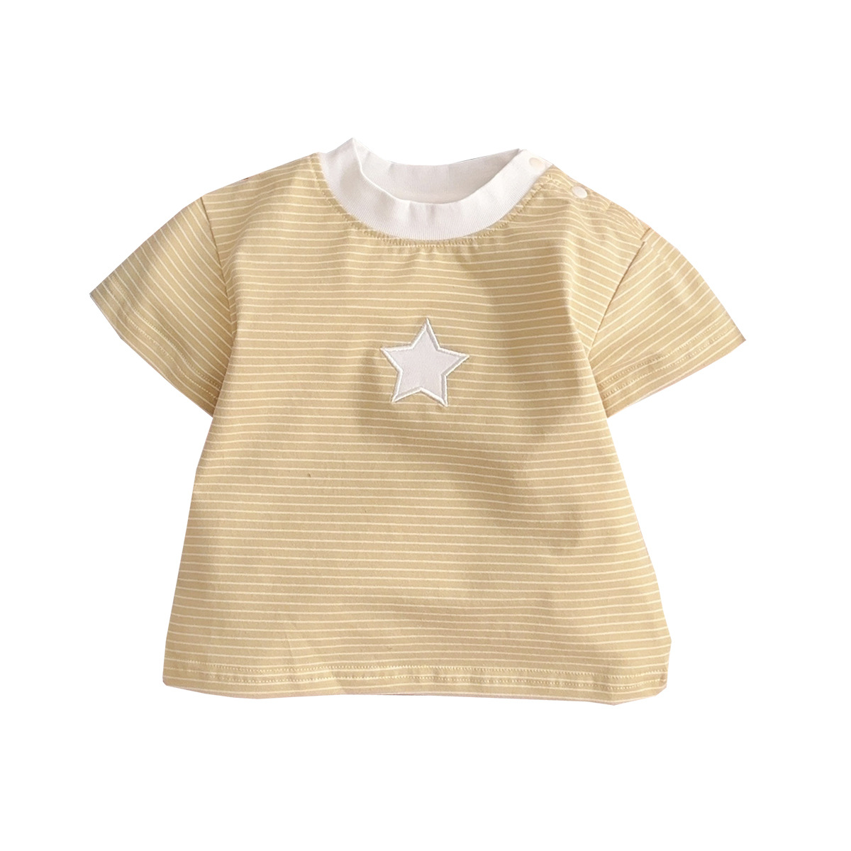 Youhe verano 2025 nuevo producto bebé coreano traje delgado bebé top a rayas traje de tres piezas