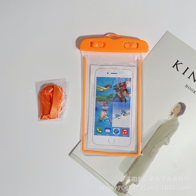 発光携帯電話防水バッグ、水泳、ラフティング、ダイビング用PVC蛍光携帯電話防水透明保護ケース、在庫あり、卸売|undefined