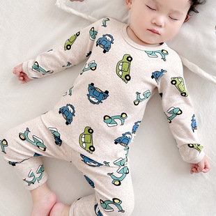 Autumn and Winter New Baby Cotton Thickened Slim-fit Autumn Clothes Suit Autumn Trousers Children's Underwear Boys' Girls' Boneless Home Clothes