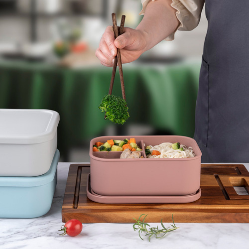 Silicone Lunch Box for Office Workers Microwave-Safe Heating Meal Container Divided Preservation Box Food-Grade Picnic Bento Box