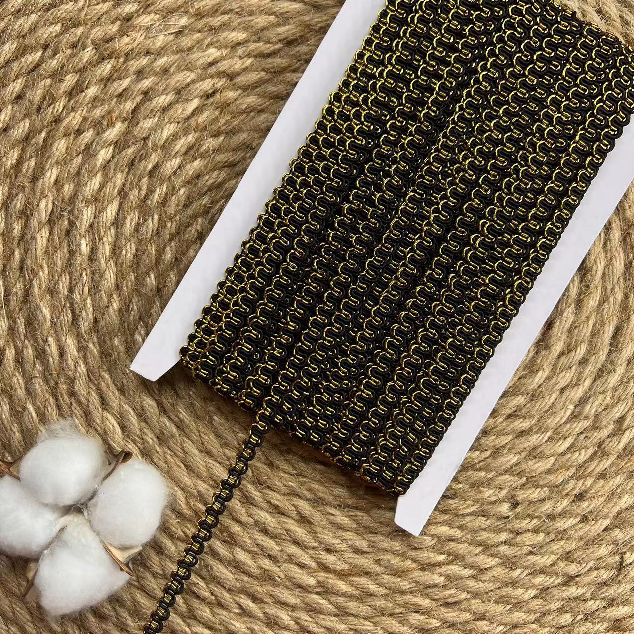 Cinta de Encaje de Hilo Dorado y Plateado de 0.5 cm de Poliéster para Ropa y Manualidades DIY