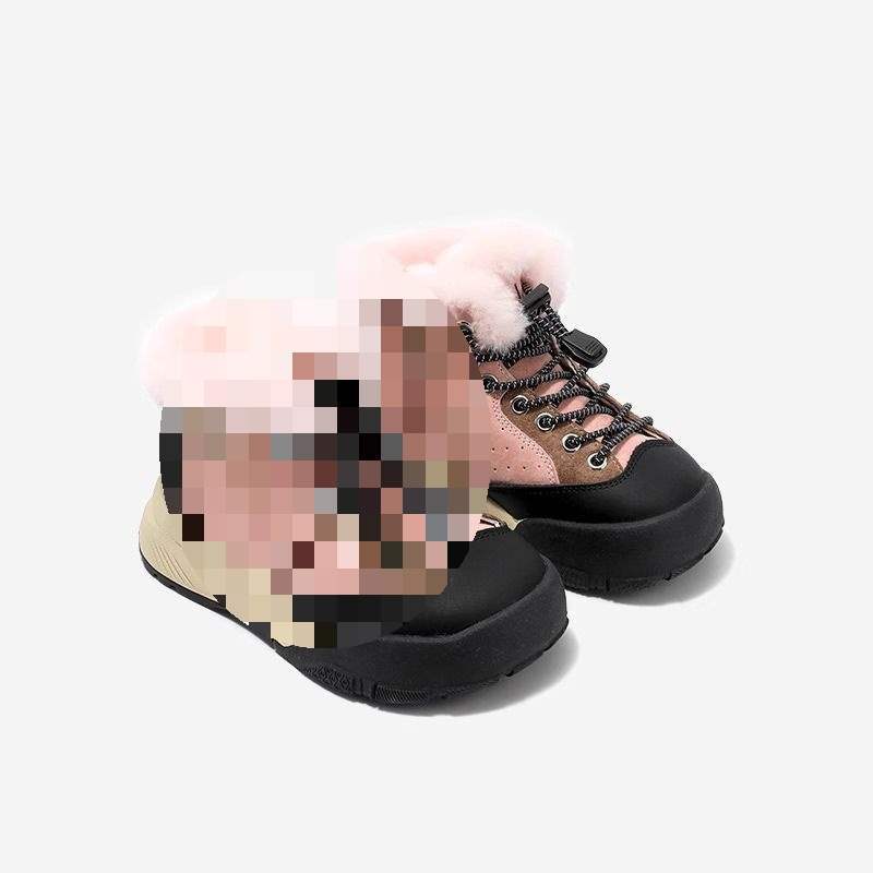 2025 New Winter Girls' Cotton Shoes, Thickeneded Snow Boots, Fleece-Lined to Heattech, Student Casual Sports, Large Cotton Shoes, Trendy