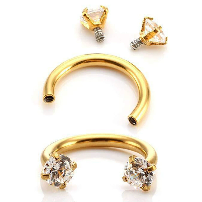 Серебряные серьги из нержавеющей стали, цирконы, пирсинг,