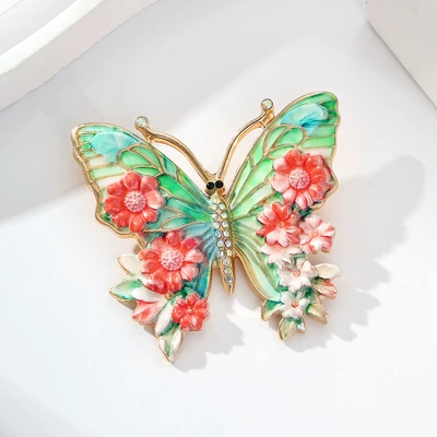 Yaxa sancaqları – New enamel-painted butterfly brooch