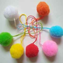带绳毛球5cm丙纶高弹开司米杨梅球diy鲜艳彩色大绒球服装配饰辅料