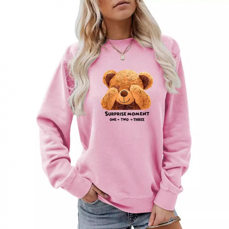 Cross-border AliExpress Amazon Foreign Trade 2024 Hot-Selling Printed Women's Sweatshirt Round Neck Guess Bear Cross-border AliExpress Amazon Foreign Trade 2024 Hot-Selling Printed Women's Sweatshirt Round Neck Guess Bear