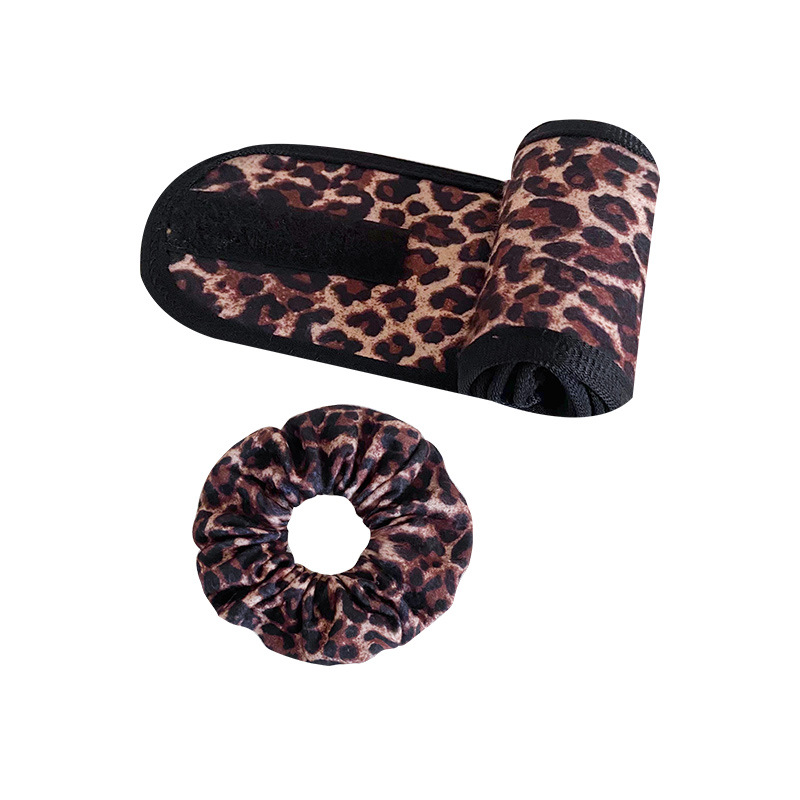 Set de Diadema y Coletero con Estampado de Leopardo de Temu, para SPA, Lavado Facial, Pañuelo para la Cabeza, Accesorios para el Cabello con Estampado Veraniego para Mujer