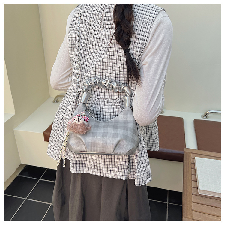 Sweet and cool style, trendy and unique cloud-shaped pleated handbag, a new summer fashion chain crossbody bag for women in 2025 undefined