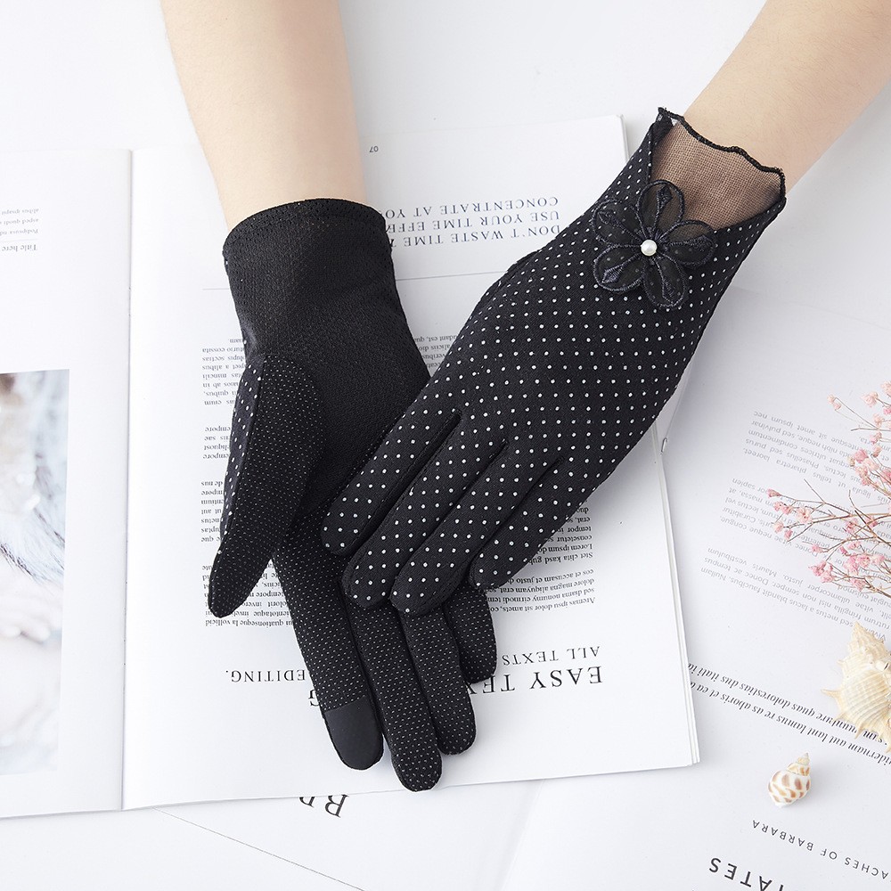Guantes de protección solar para mujer nueva primavera y verano conducción estilo coreano encaje arco montar antideslizante guantes de pantalla táctil delgada