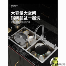 厨房洗菜盆304不锈钢洗菜池水双家用手工盆加厚洗碗台下盆