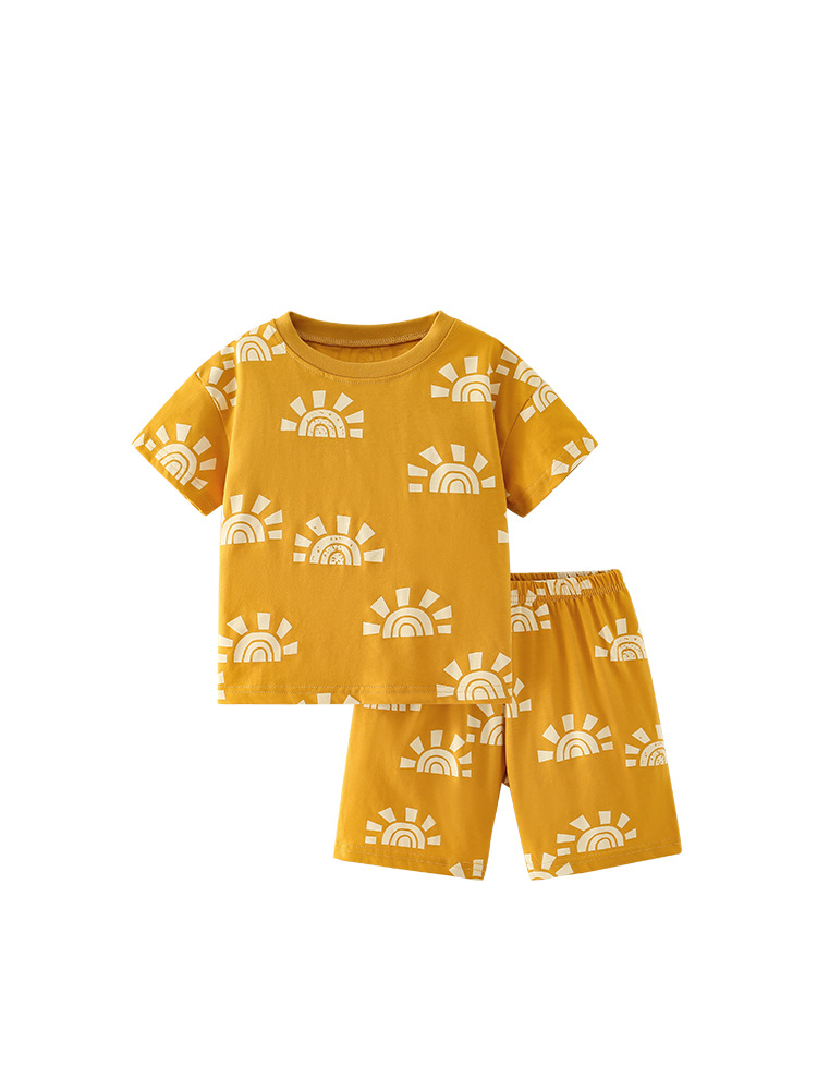 Malwee transfronterizo nuevo juego de niños camisetas europeas y americanas niños de cuello redondo pantalones de mangas cortas ropa para el hogar