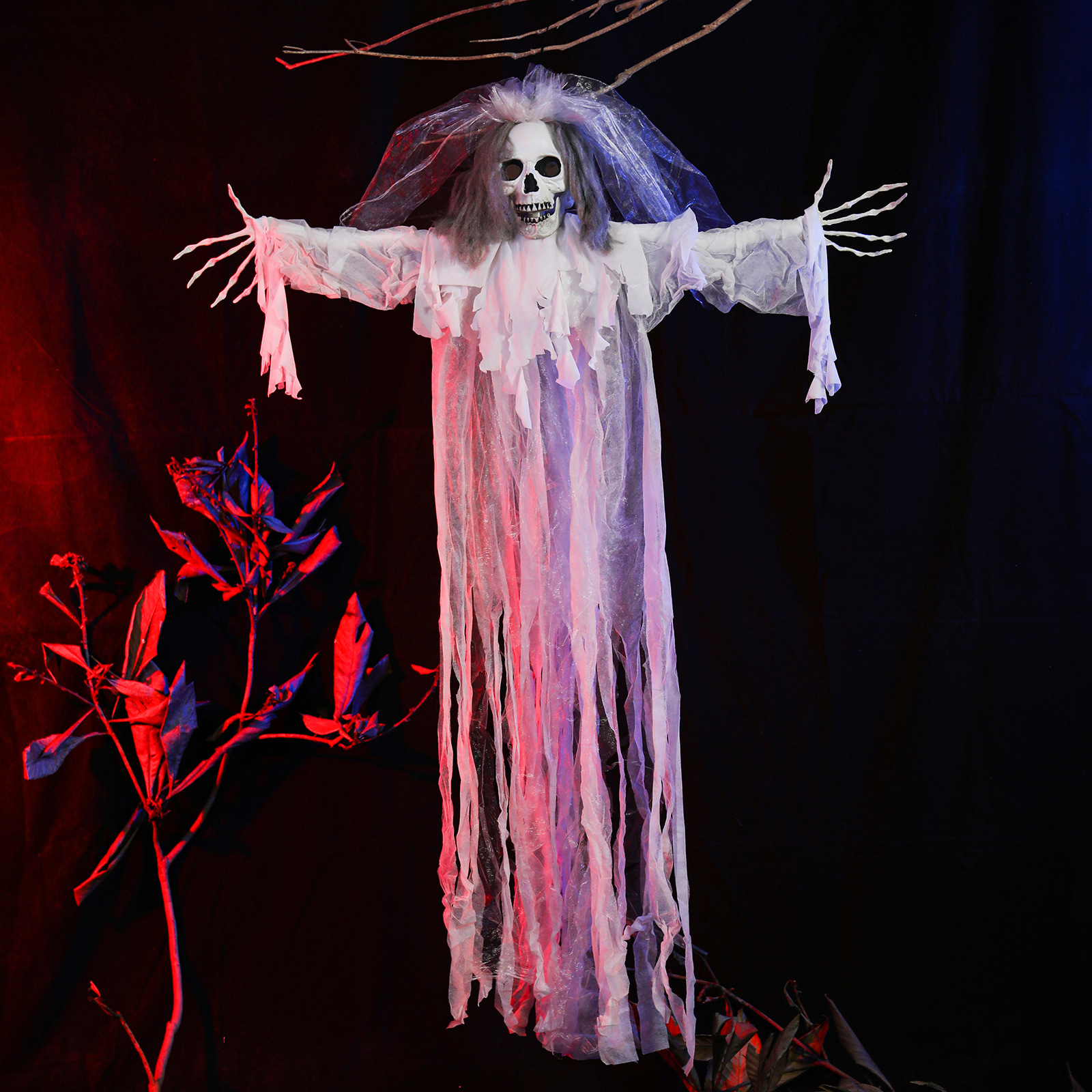 Halloween control de voz vibración gran colgante fantasma resplandor horror esqueleto muerte casa fantasma habitación secreta fiesta accesorios de decoración a gran escala