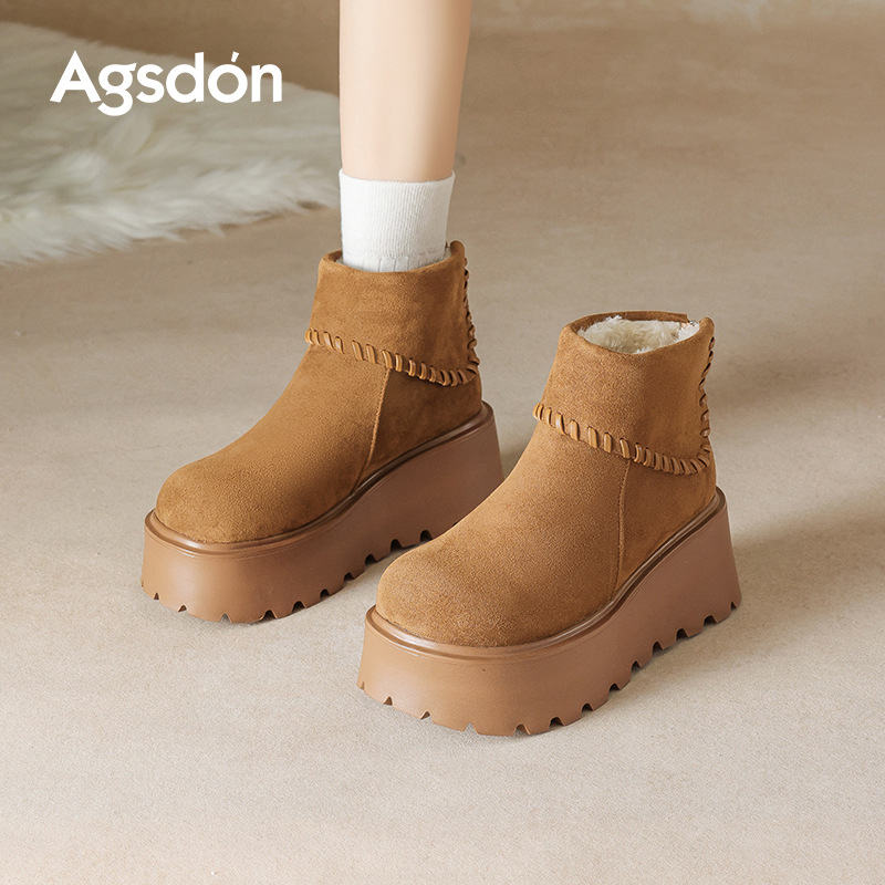 Botas de nieve de fondo grueso para mujeres 2025 nuevas botas cortas de invierno de lana gruesa Burken para usar zapatos de algodón de alto rendimiento