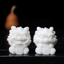 汉白玉雕白玉呆萌可爱貔貅一对车载家居摆件招财吞金招财进宝