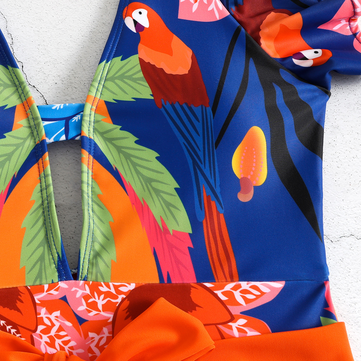 315g Weight Short Sleeve Sleeve Length Polyester Fabric Type Short Top Length One-pieces Tops Type 1 Piece Quantity Swimming Occasion V Neck Neckline Slim Fit Type Printing Pattern Women's Gender Vacation Style Women's Vacation Printing 1 Piece One Piece Swimwear 6