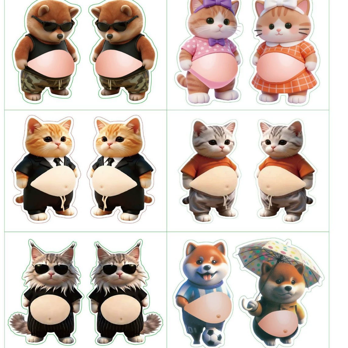 跨境热卖柴犬狗狗大肚皮新款冰箱贴解压玩具肚皮捏捏乐汽车防撞贴