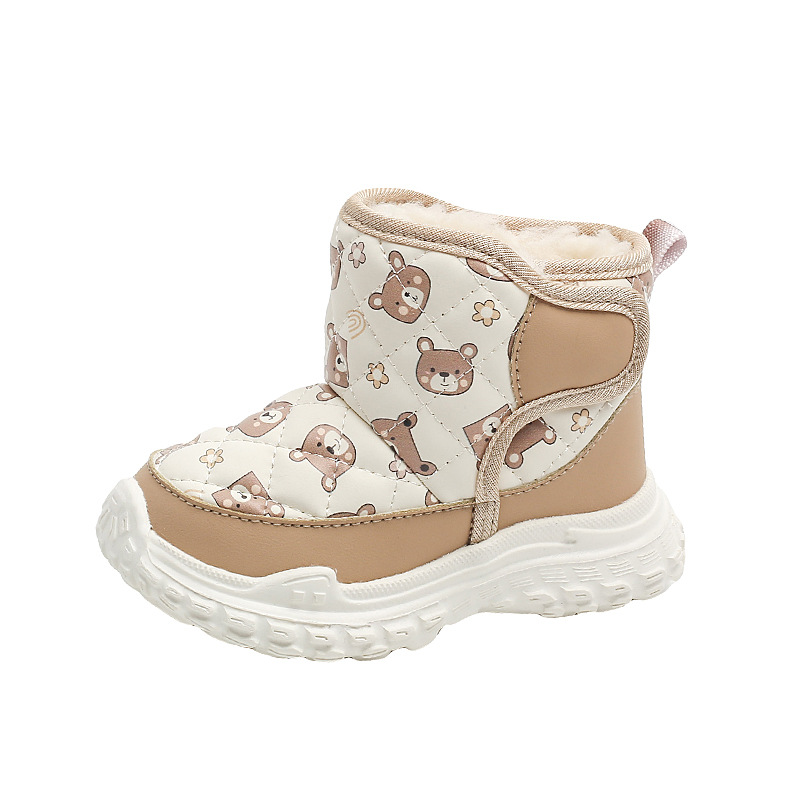 Zapatos de pan de tubo alto con pies envuelta Velcro más terciopelo engrosamiento botas de nieve para niños zapatos de algodón casuales botas de algodón para hombres cálidos para bebés