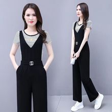 背带裤套装女初秋2025新款直筒裤秋季时尚减龄显高连体裤小个子潮