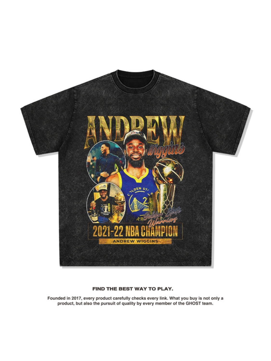 Wiggins American Street Hip-Hop Tide Impresión Retro Hecha Viejo Lavado Peso Suelto Mangas cortas