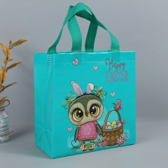 Easter Portable Non-woven Tote Bag, Shopee Cartoon Owl Creative Embossed Children's Storage Bag